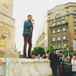 Branislav Lečić na Terazijskoj česmi, foto: Predrag Trokicić